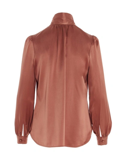 Shop Tory Burch Satin Bow Blouse In Pink