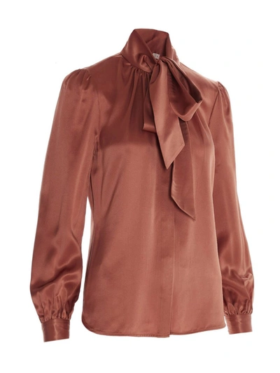 Shop Tory Burch Satin Bow Blouse In Pink