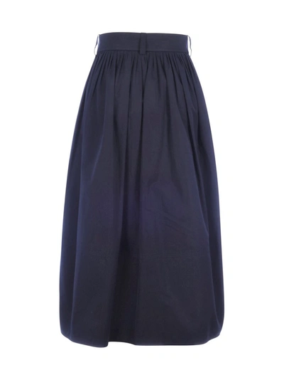 Shop Chloé Belted Buttoned Midi Skirt In Blue