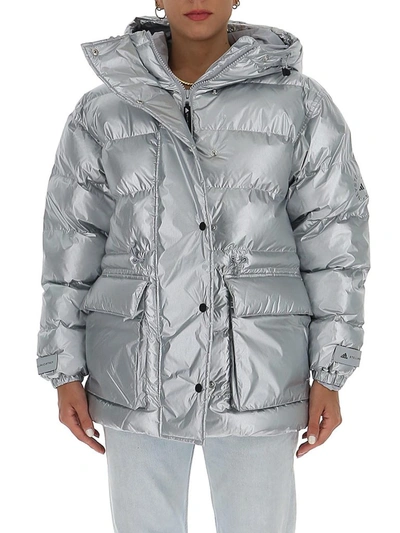 Shop Adidas By Stella Mccartney Mid Length Puffer Jacket In Silver