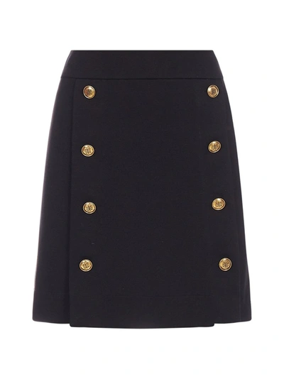 Shop Givenchy Button Embossed Mini Skirt In Black