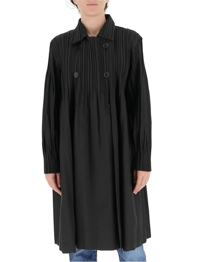 Shop Issey Miyake Pleats Please By  Pleated Trench Coat In Black