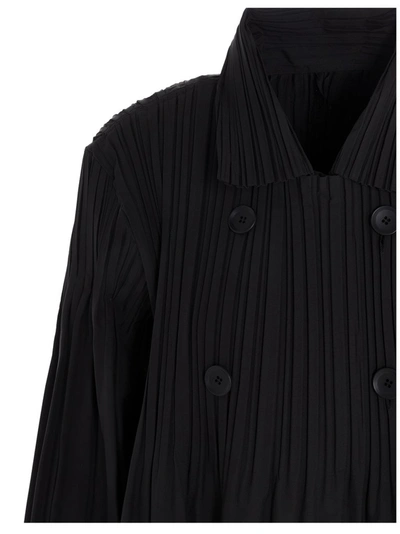 Shop Issey Miyake Pleats Please By  Pleated Trench Coat In Black