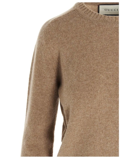 Shop Gucci Horsebit Detail Sweater In Beige