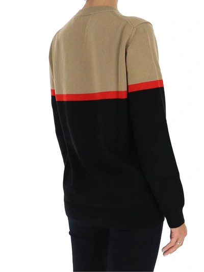 Shop Burberry Logo Colour Blocked Pullover In Multi