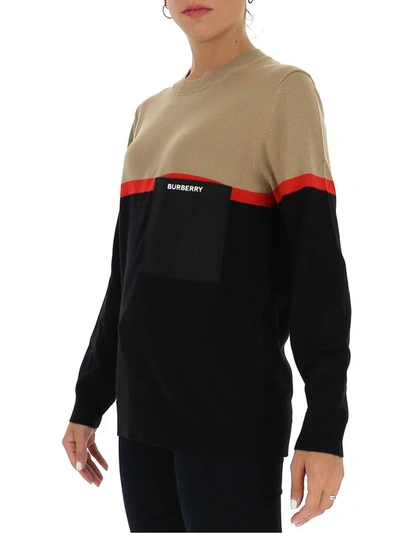 Shop Burberry Logo Colour Blocked Pullover In Multi