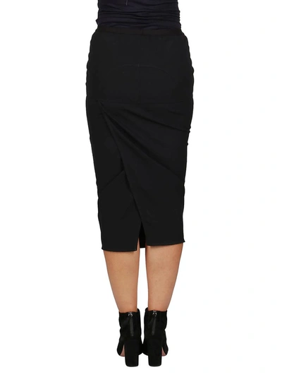 Shop Rick Owens Ruched Midi Skirt In Black