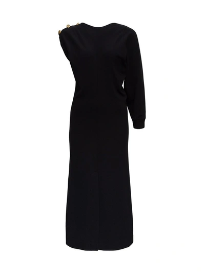 Shop Givenchy 4g Buttons Asymmetrical Dress In Black