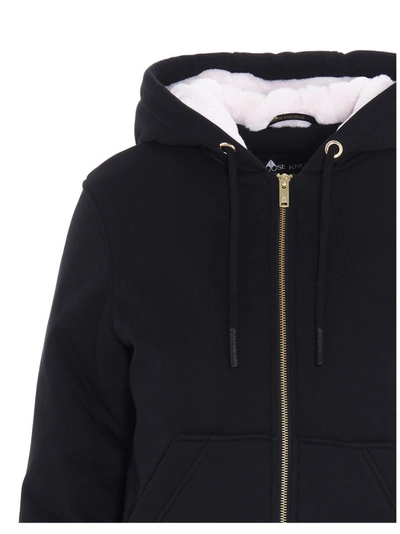 Shop Moose Knuckles Faux Fur Trimmed Zipped Hoodie In Black