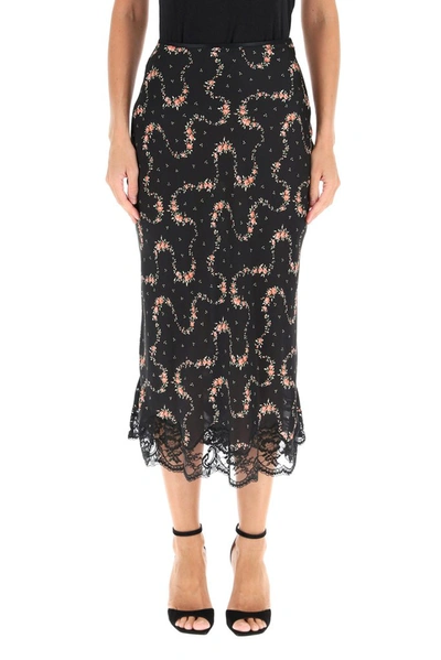 Shop Paco Rabanne Floral Print Midi Skirt In Multi