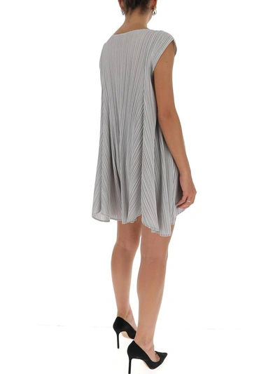 Shop Issey Miyake Pleats Please By  Pleated Mini Dress In Grey