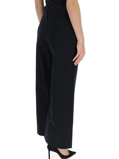Shop Chloé Flared Side Button Trousers In Navy