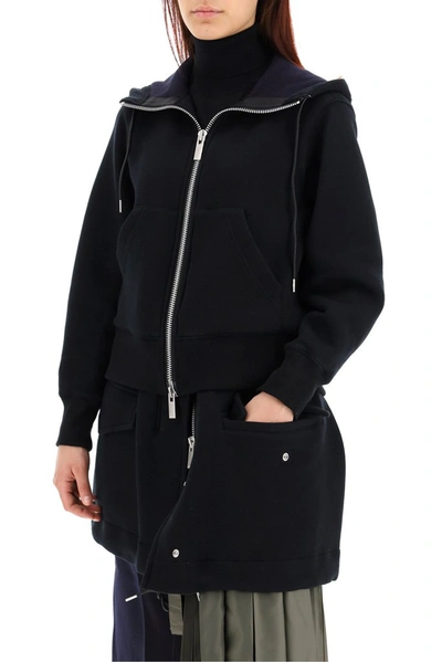 Shop Sacai Layered Hooded Jacket In Black