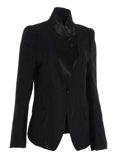 Shop Ann Demeulemeester Layered Pinstripe Blazer In Black