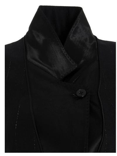 Shop Ann Demeulemeester Layered Pinstripe Blazer In Black