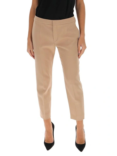 Shop Chloé Cropped Tailored Pants In Beige