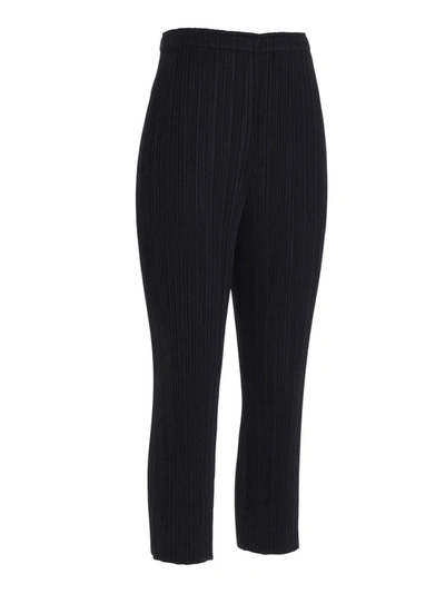 Shop Issey Miyake Pleats Please By  Pleated Cropped Pants In Black