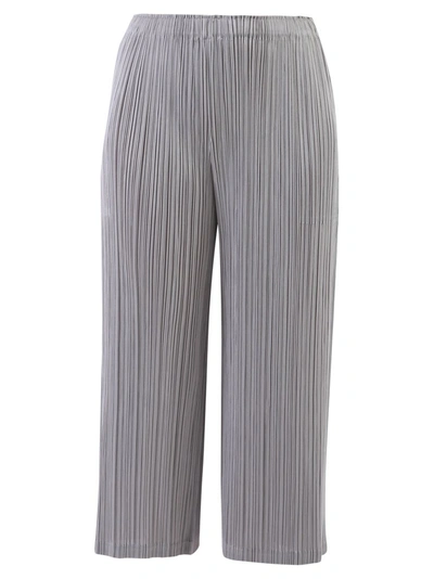 Shop Issey Miyake Pleats Please  Pleated Cropped Trousers In Grey