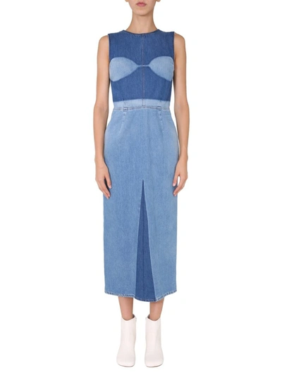 Shop Mm6 Maison Margiela Fitted Denim Dress In Blue