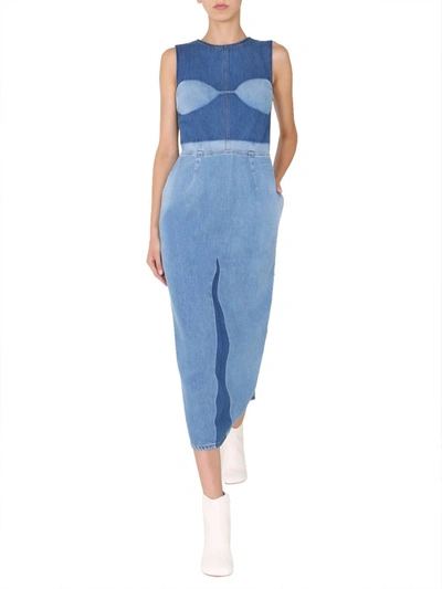 Shop Mm6 Maison Margiela Fitted Denim Dress In Blue