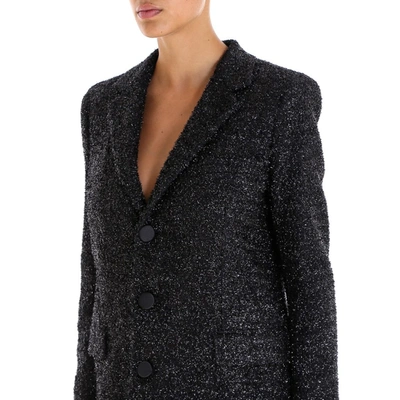 Shop Saint Laurent Textured Tailored Coat In Black