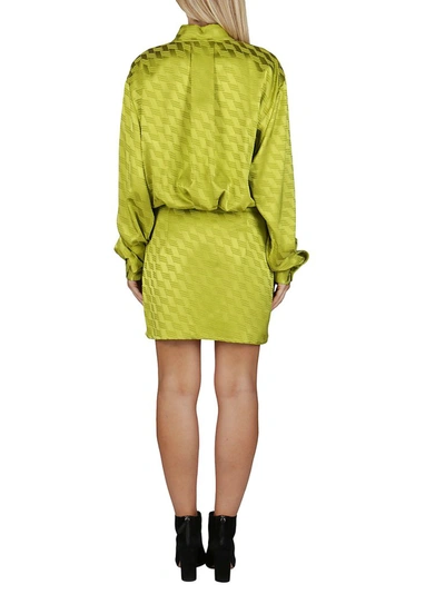 Shop Attico The  Gigi Monogram Mini Dress In Green