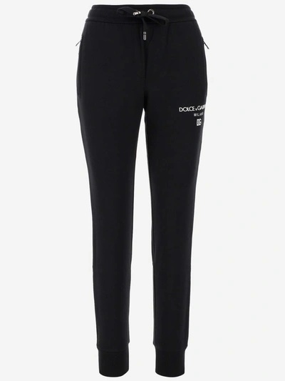 Shop Dolce & Gabbana Logo Print Track Pants In Black