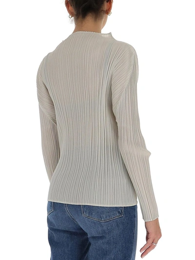 Shop Issey Miyake Pleats Please By  Pleated Long Sleeved Top In Grey