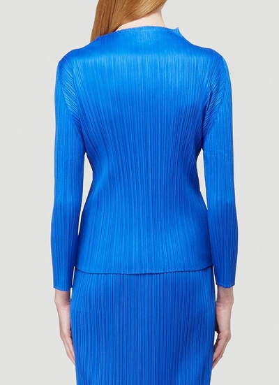 Shop Issey Miyake Pleats Please By  Pleated Long Sleeved Top In Blue