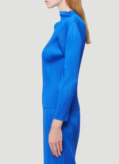 Shop Issey Miyake Pleats Please By  Pleated Long Sleeved Top In Blue