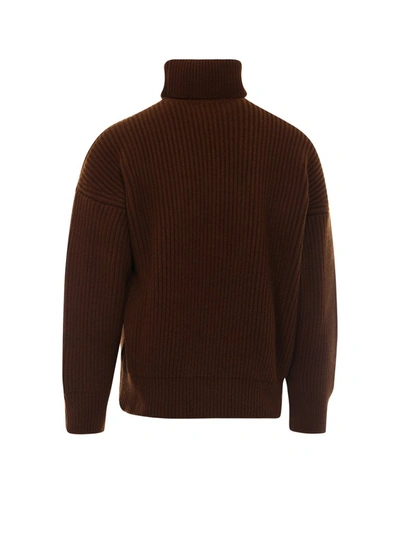Shop Dolce & Gabbana Turtleneck Rib Knit Jumper In Brown