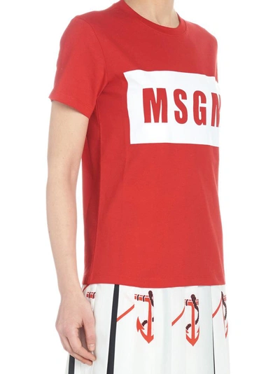 Shop Msgm Box Logo Print T In Red