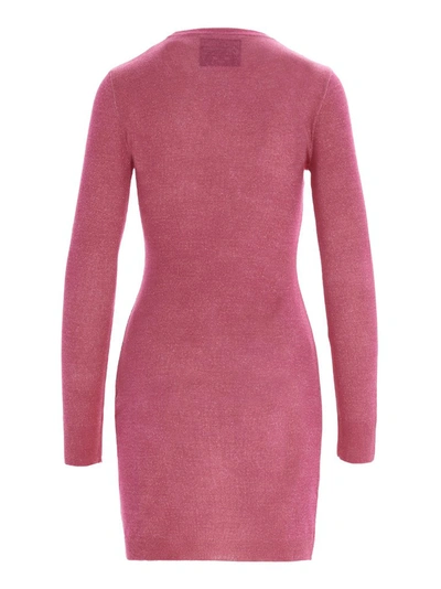 Shop Moschino Teddy Round Neck Knitted Dress In Pink