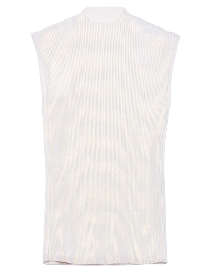 Shop Helmut Lang Pleated Sleeveless Top In White