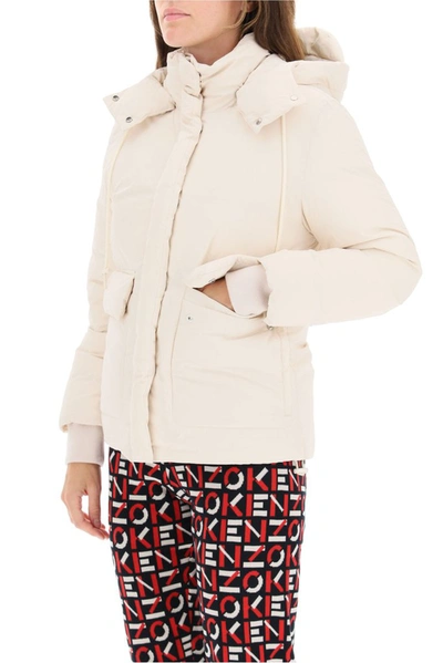 Shop Kenzo Hooded Puffer Jacket In White