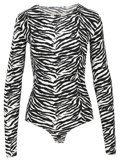 Shop Mm6 Maison Margiela Zebra Bodysuit In Multi