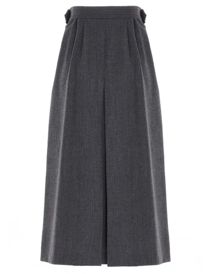 Shop Fendi Pleated Midi Skirt In Grey