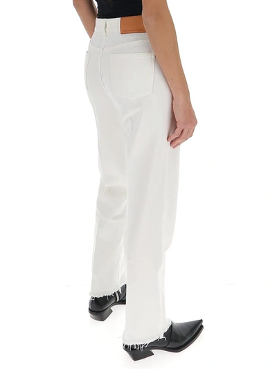 Shop Stella Mccartney Frayed Hem Straight Fit Jeans In White