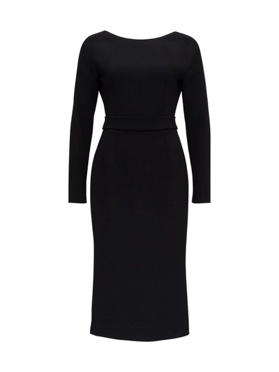 Shop Dolce & Gabbana Open Back Fitted Midi Dress In Black