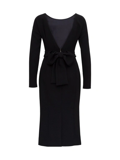 Shop Dolce & Gabbana Open Back Fitted Midi Dress In Black