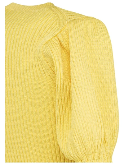 Shop Cecilie Bahnsen Maddy Puff Sleeve Knit Top In Yellow