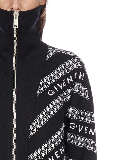 Shop Givenchy Logo Chain Cardigan In Black