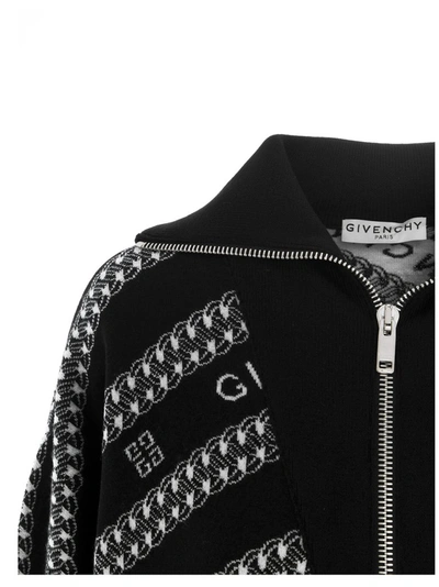 Shop Givenchy Logo Chain Cardigan In Black