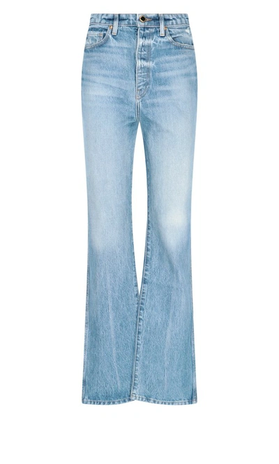 Shop Khaite Danielle Straight Leg Jeans In Blue