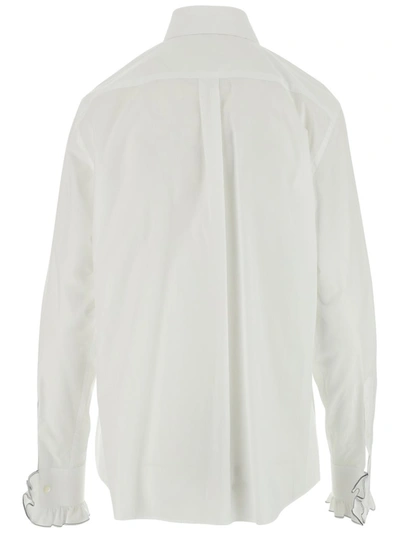 Shop Dolce & Gabbana Ruffled Bib Tailored Shirt In White