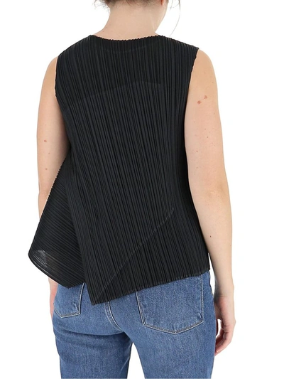 Shop Issey Miyake Pleats Please By  Pleated Sleeveless Top In Black