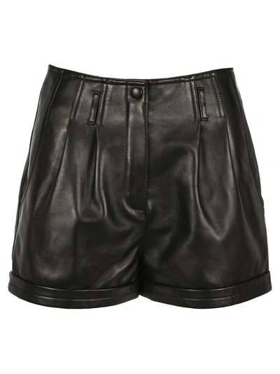 Shop Saint Laurent Pleated Shorts In Black