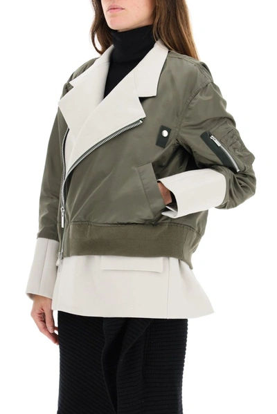 Shop Sacai Panelled Jacket In Green