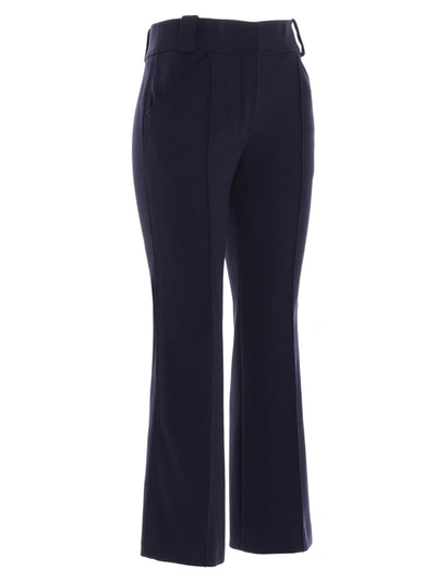 Shop Fendi Cropped Flared Trousers In Blue