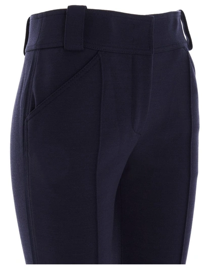 Shop Fendi Cropped Flared Trousers In Blue